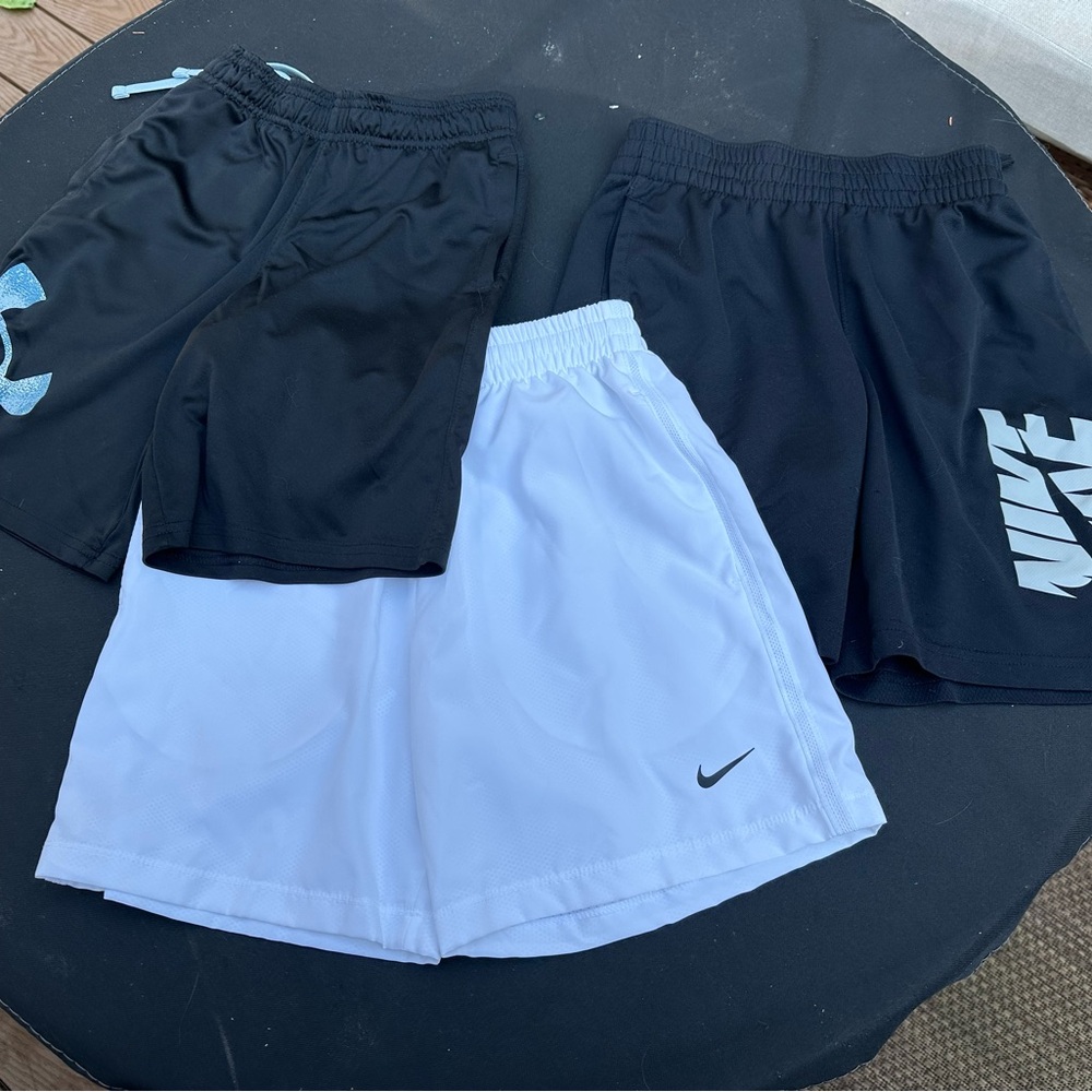 Nike/Underarmour Kids Black and White Shorts Trio